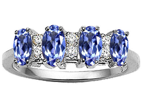 Tommaso Design™ Oval 5x3mm Genuine 4 Stone Tanzanite Ring