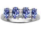 Tommaso Design™ Oval 5x3mm Genuine 4 Stone Tanzanite Ring