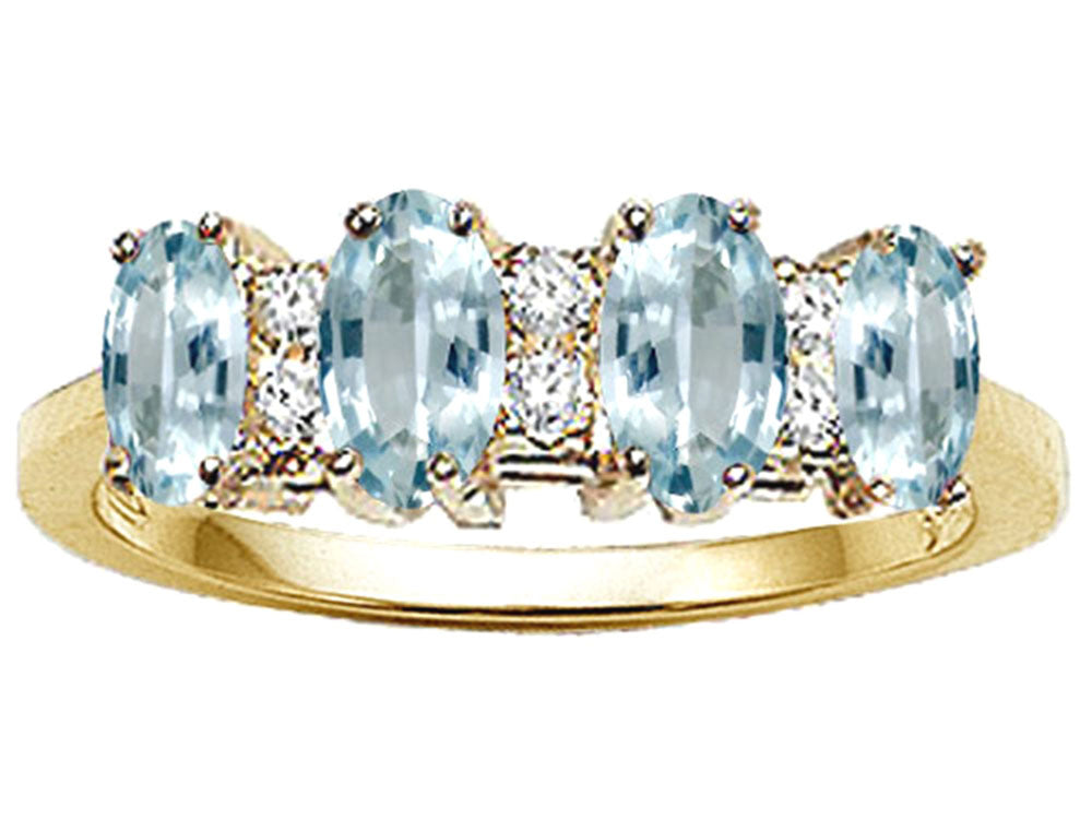 Tommaso Design™ Genuine 4 Stone Aquamarine Ring