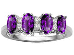 Tommaso Design™ Genuine 4 Stone Amethyst Ring
