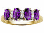 Tommaso Design™ Genuine 4 Stone Amethyst Ring