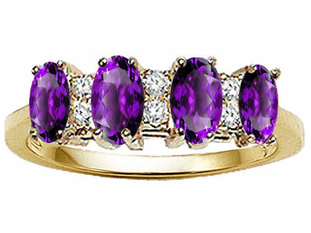 Tommaso Design™ Genuine 4 Stone Amethyst Ring