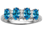 Tommaso Design™ Oval 5x3mm Genuine 4 Stone Blue Topaz Ring