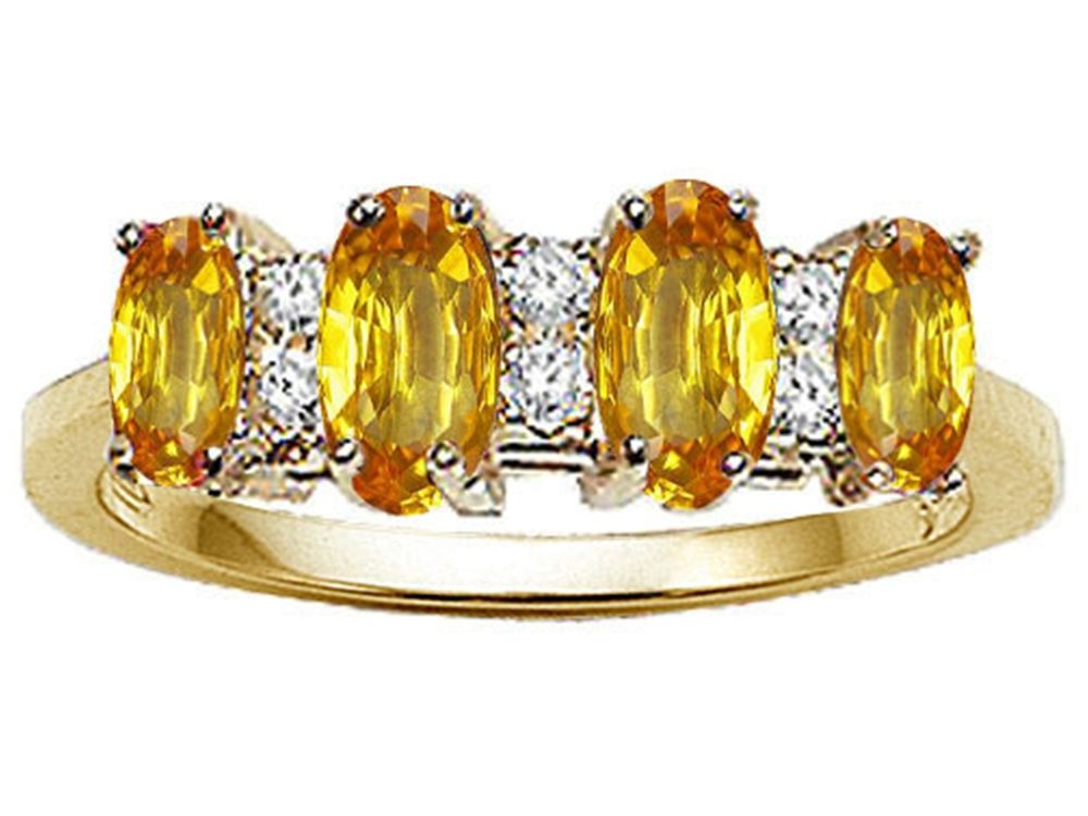 Tommaso Design™ Oval 5x3mm Genuine 4 Stone Citrine Ring