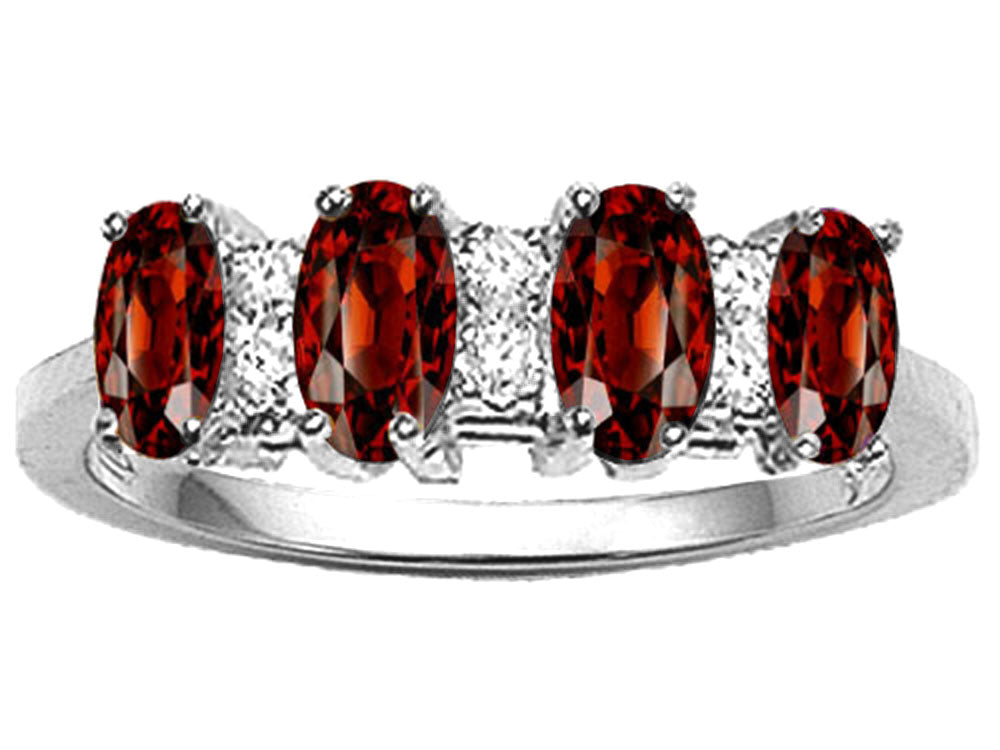 Tommaso Design™ Genuine 4 Stone Garnet Ring