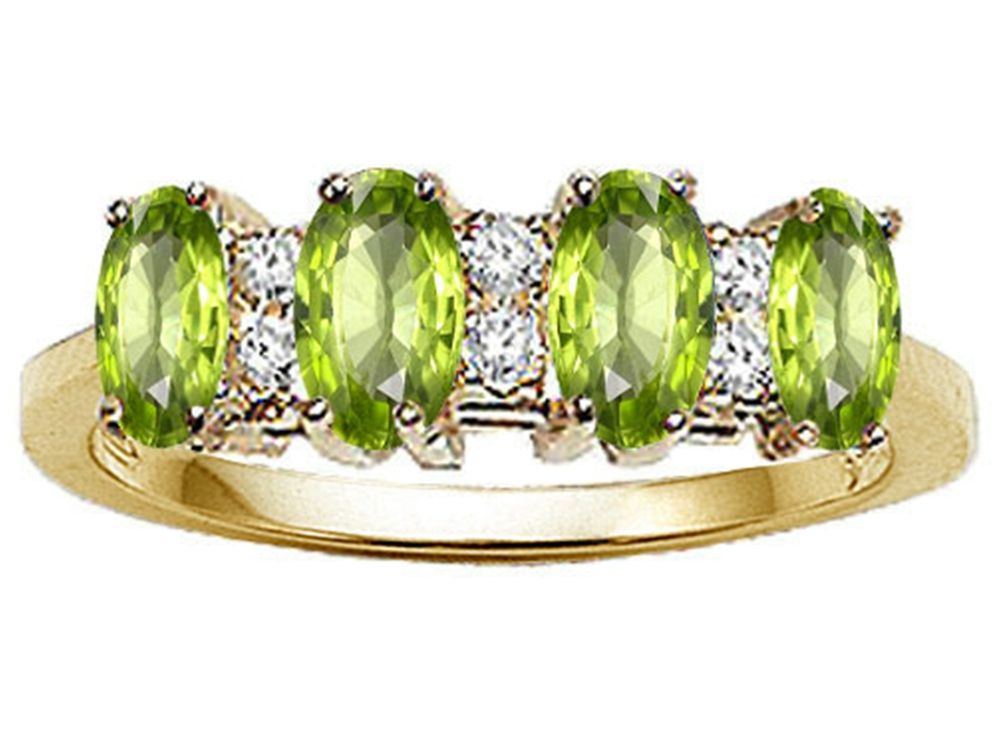 Tommaso Design™ Oval 5x3mm Genuine 4 Stone Peridot Ring