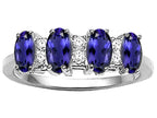 Tommaso Design™ Oval 5x3mm Genuine 4 Stone Iolite Ring