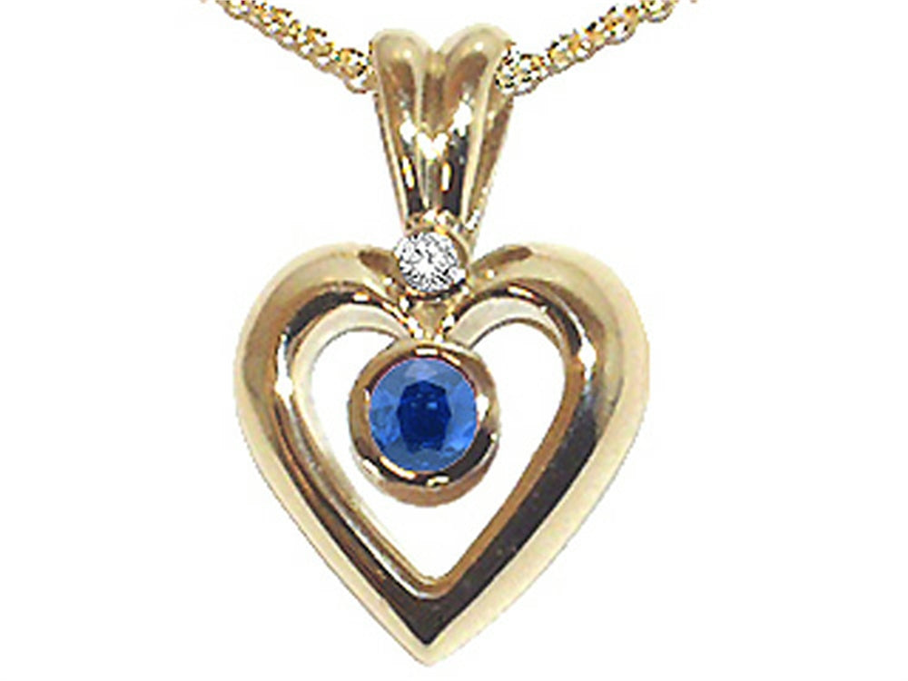 Tommaso Design™ Round 4mm Genuine Sapphire Heart Shaped Pendant Necklaces
