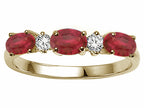 Tommaso Design™ Genuine Ruby and Diamond 3 Stone Ring