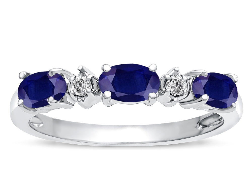 Tommaso Design™ Genuine Sapphire three stone oval band