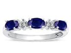 Tommaso Design™ Genuine Sapphire three stone oval band