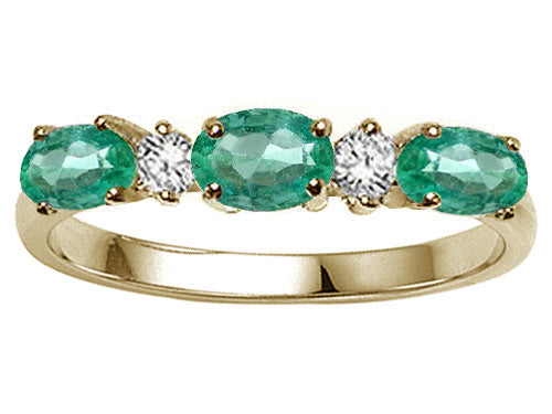 Tommaso Design™ Genuine Emerald 3 Stone Ring