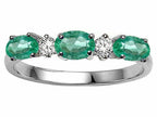 Tommaso Design™ Genuine Emerald 3 Stone Ring