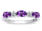 Tommaso Design™ Genuine Amethyst three stone oval band