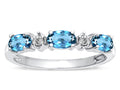 Tommaso Design™ Oval 5x3mm Genuine Blue Topaz three stone oval band