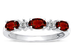Tommaso Design™ Genuine Garnet three stone oval band