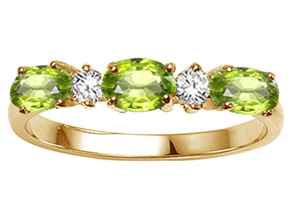 Tommaso Design™ Oval 5x3mm Genuine Peridot three stone oval band