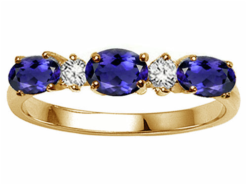 Tommaso Design™ Oval 5x3mm Genuine Iolite three stone oval band