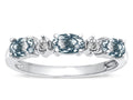 Tommaso Design™ Genuine Aquamarine three stone oval band