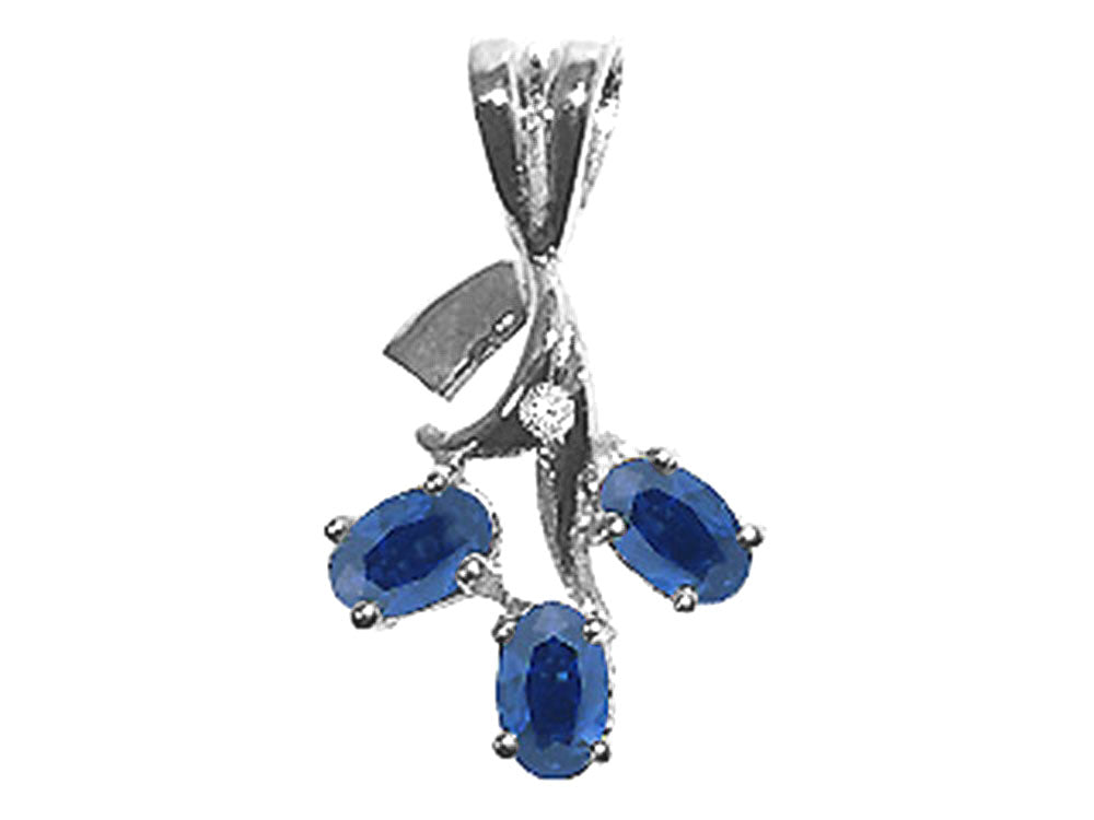 Tommaso Design™ Oval 5x3mm Genuine Sapphire Pendant Necklace