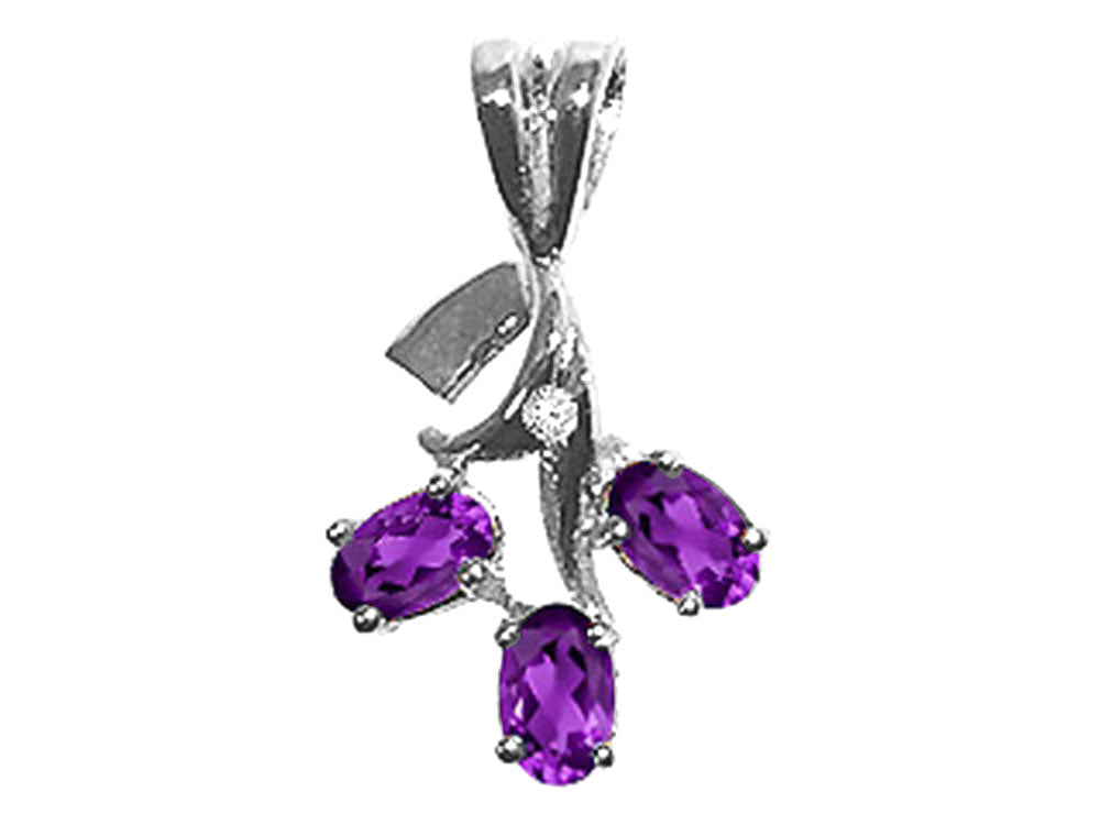 Tommaso Design™ Oval 5x3mm Genuine Amethyst Pendant Necklace