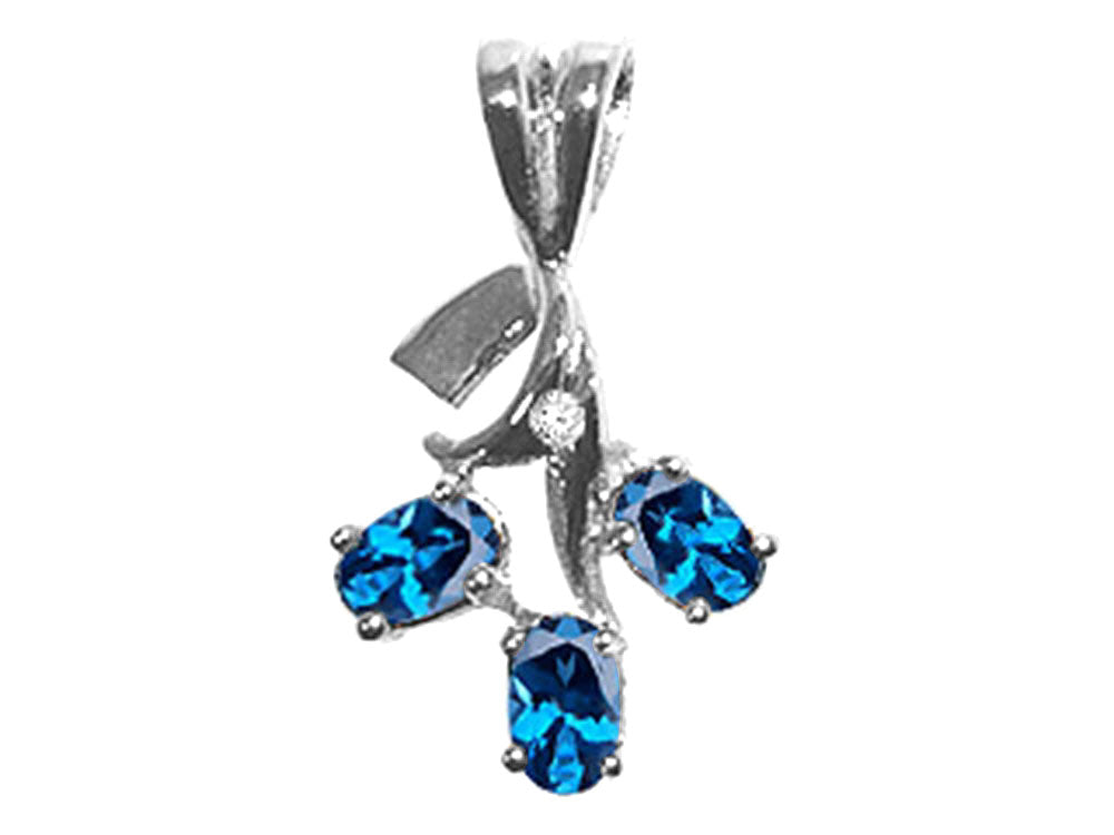 Tommaso Design™ Oval 5x3mm Genuine Blue Topaz Pendant Necklace