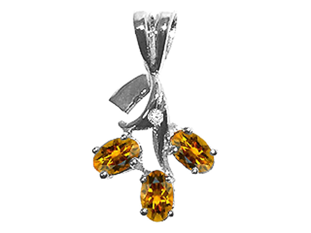 Tommaso Design™ Oval 5x3mm Genuine Citrine Pendant Necklace