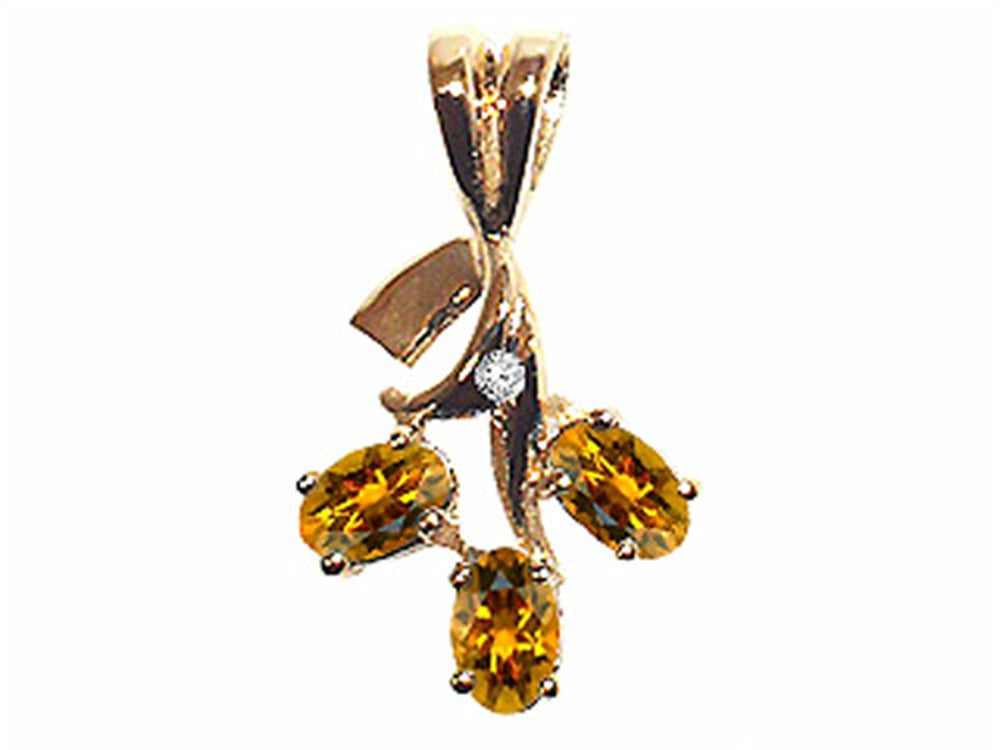 Tommaso Design™ Oval 5x3mm Genuine Citrine Pendant Necklace