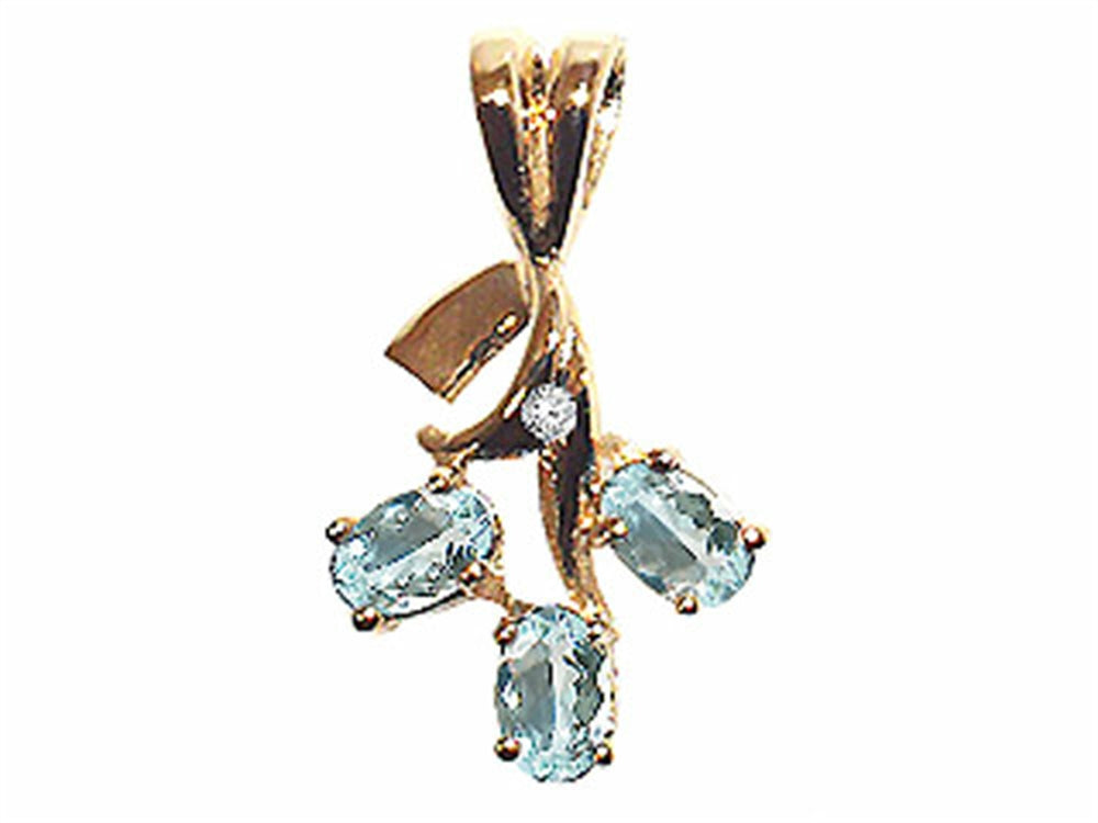 Tommaso Design™ Oval 5x3mm Genuine Aquamarine Pendant Necklace