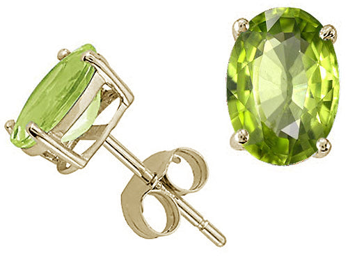 Tommaso Design™ 7x5mm Oval Genuine Peridot Earrings Studs