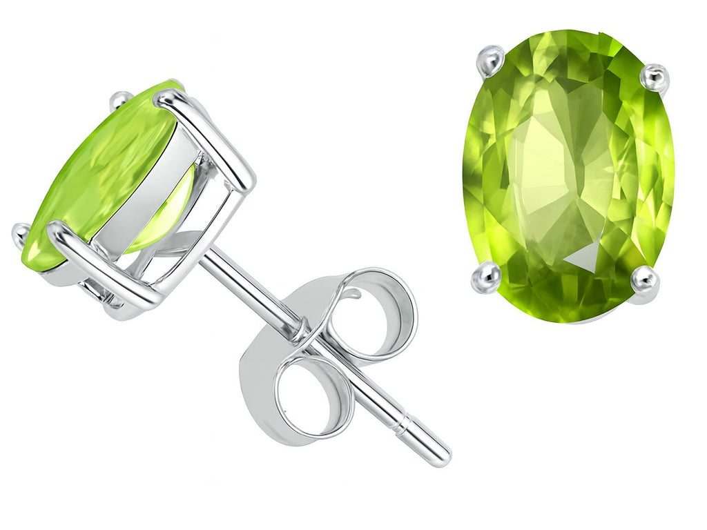 Tommaso Design™ 7x5mm Oval Genuine Peridot Earrings Studs