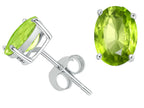 Tommaso Design™ 7x5mm Oval Genuine Peridot Earrings Studs