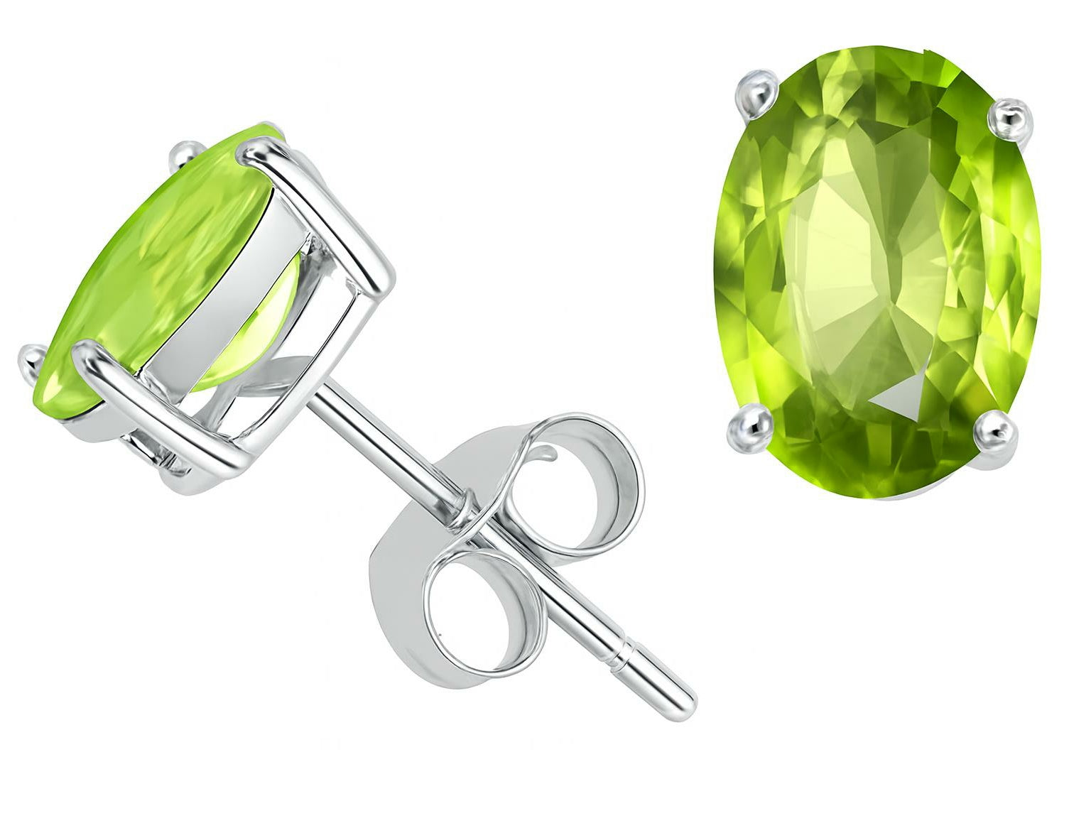 Tommaso Design™ 7x5mm Oval Genuine Peridot Earrings Studs