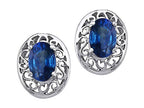 Tommaso Design™ Oval 6x4 mm Genuine Sapphire Earrings