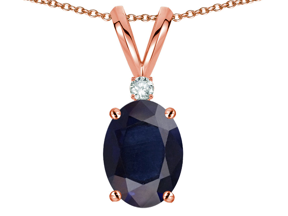 Star K™ Oval 7x5mm Genuine Sapphire Pendant Necklace