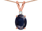 Star K™ Oval 7x5mm Genuine Sapphire Pendant Necklace