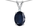 Star K™ Oval 7x5mm Genuine Sapphire Pendant Necklace