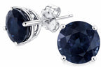 Tommaso Design™ Round 7mm Genuine Black Sapphire Earrings Studs