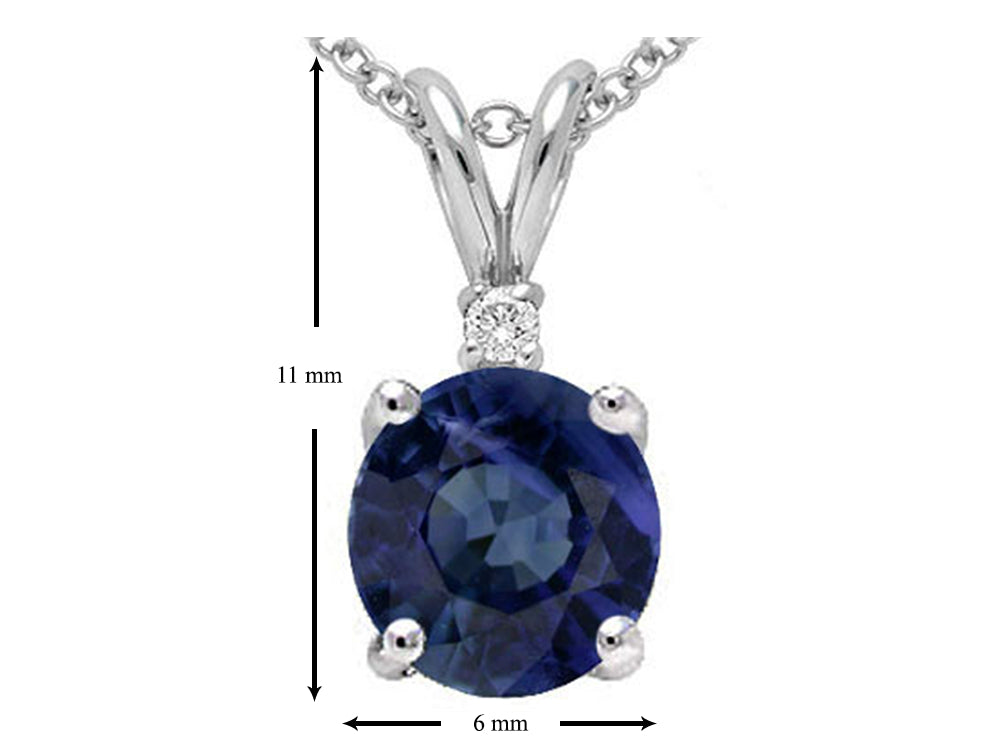 Tommaso Design™ Round Genuine Sapphire Pendant Necklace