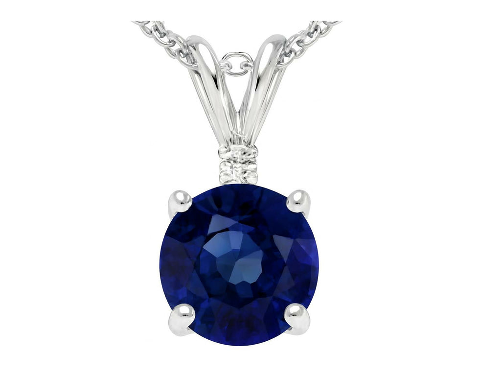 Tommaso Design™ Round Genuine Sapphire Pendant Necklace