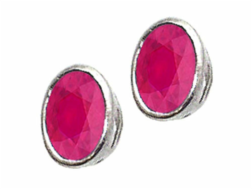 Tommaso Design™ Genuine Oval Ruby Earrings 7x5mm