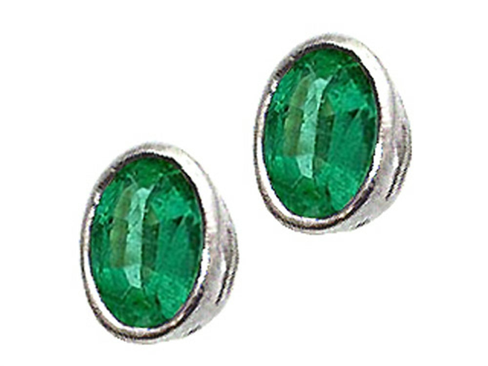 Tommaso Design™ Oval 7x5mm Genuine Emerald Earrings