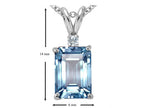 Star K Emerald Cut Simulated Aquamarine Pendant Necklace
