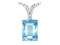Star K Emerald Cut Simulated Aquamarine Pendant Necklace