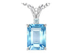 Star K Emerald Cut Simulated Aquamarine Pendant Necklace