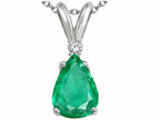 Tommaso Design™ Pear Shape 8x6mm Genuine Emerald Pendant Necklace