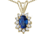 Tommaso Design™ Oval 7x5mm Genuine Sapphire Pendant Necklace