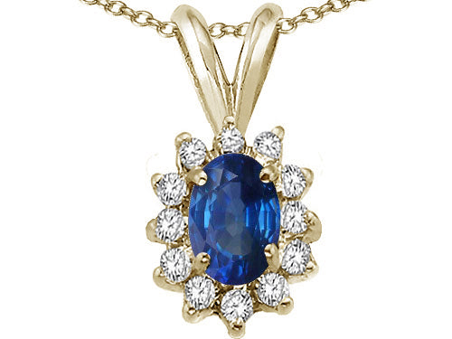 Tommaso Design™ Oval 7x5mm Genuine Sapphire Pendant Necklace