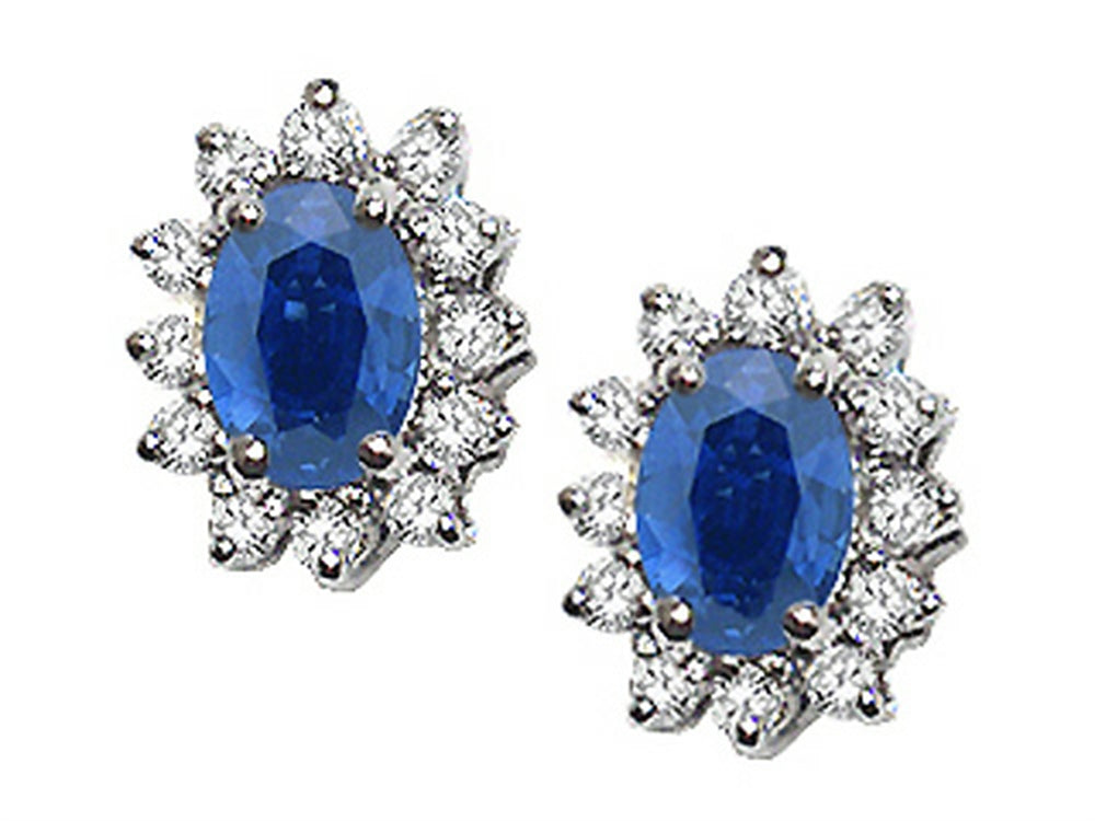 Tommaso Design™ Oval 7x5mm Genuine Sapphire Earrings
