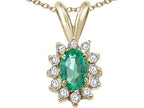 Tommaso Design™ Oval 7x5mm Genuine Emerald Pendant Necklace